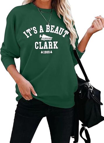 Susongeth Christmas Tree Farm Sweatshirt for Women It's A Beaut Clark Graphic Tee Shirt Casual Family Christmas Sweaters Top in Kuwait