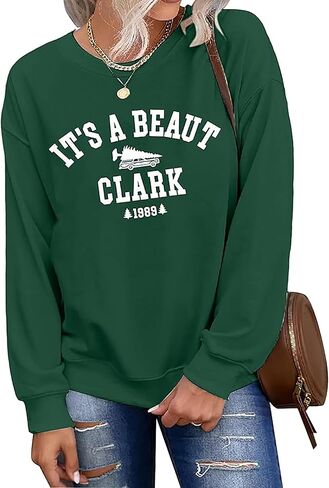 Susongeth Christmas Tree Farm Sweatshirt for Women It's A Beaut Clark Graphic Tee Shirt Casual Family Christmas Sweaters Top in Kuwait