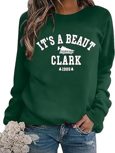 Susongeth Christmas Tree Farm Sweatshirt for Women It's A Beaut Clark Graphic Tee Shirt Casual Family Christmas Sweaters Top in Kuwait