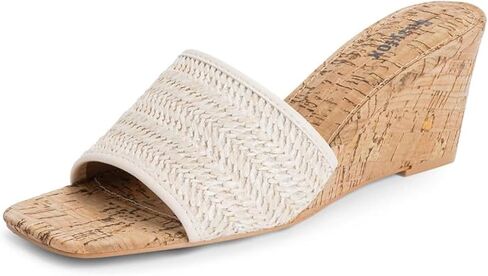 Easyfox Wedge Sandals for Women Open Toe Wedge Heels Womens High Heel Sandal Square Toe Heeled Wedge Sandals Wood Grain Slip on Wedge Mules in Kuwait