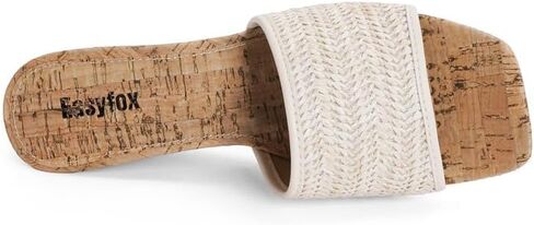 Easyfox Wedge Sandals for Women Open Toe Wedge Heels Womens High Heel Sandal Square Toe Heeled Wedge Sandals Wood Grain Slip on Wedge Mules in Kuwait