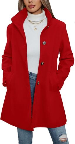 Jenkoon Women Single-Breasted A-Lined Winter Coat Mid Long Wool Blend Coat in Saudi Arabia