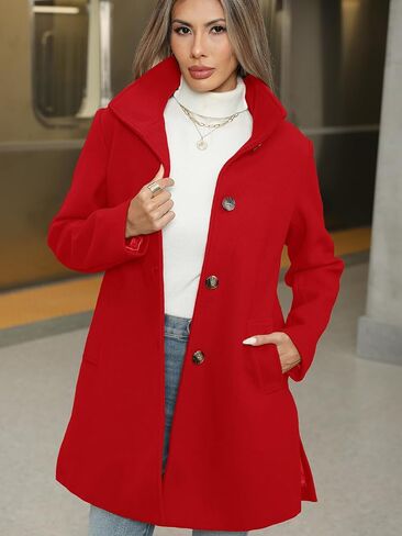 Jenkoon Women Single-Breasted A-Lined Winter Coat Mid Long Wool Blend Coat in Saudi Arabia