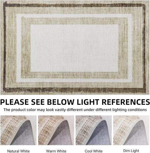 HOMBYS 10x14ft Modern Area Rug for Living Room Bedroom, Large Bordered Floor Carpet for Indoor Office Dining Room, Abstract Home Deco Non-Shedding, Brown, Machine Washable in Saudi Arabia