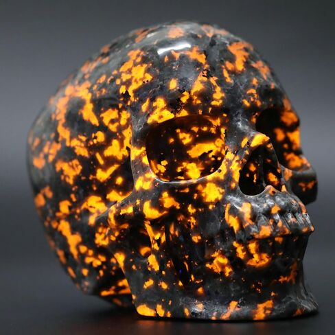 5.0" Yooperlite Crystal Skull Statue,Realistic,Crystal Healing Stone,Hand Carved Gemstone Sculpture Home Decor. (Yooperlite(Super)) in Saudi Arabia