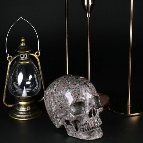 5.0" Yooperlite Crystal Skull Statue,Realistic,Crystal Healing Stone,Hand Carved Gemstone Sculpture Home Decor. (Yooperlite(Super)) in Saudi Arabia
