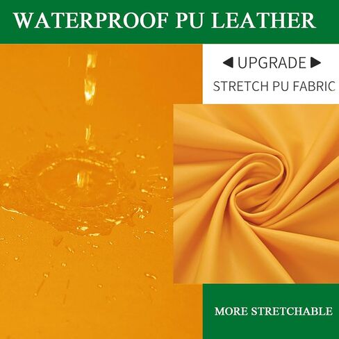 Waterproof Bar Stool Covers Round PU Leather Stool Covers Bar Stool Seat Covers Slipcover Washable Stool Cushion Covers with Elastic Bands(4 Pack, Yellow) in Saudi Arabia
