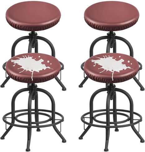 Waterproof Bar Stool Covers Round PU Leather Stool Covers Bar Stool Seat Covers Slipcover Washable Stool Cushion Covers with Elastic Bands(4 Pack, Yellow) in Saudi Arabia