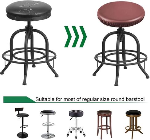 Waterproof Bar Stool Covers Round PU Leather Stool Covers Bar Stool Seat Covers Slipcover Washable Stool Cushion Covers with Elastic Bands(4 Pack, Yellow) in Saudi Arabia