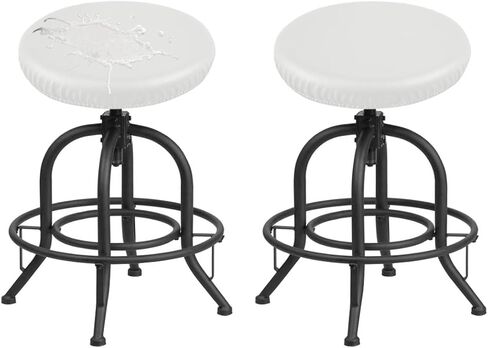 Waterproof Bar Stool Covers Round PU Leather Stool Covers Bar Stool Seat Covers Slipcover Washable Stool Cushion Covers with Elastic Bands(4 Pack, Yellow) in Saudi Arabia
