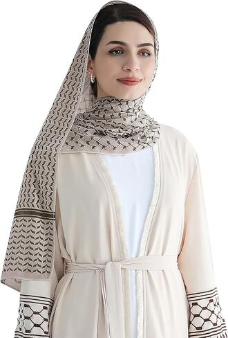 Women Islamic Printed Scarf Palestine Dubai Turkey Headband Muslim Hijab Girls Solid Color Head Wrap Scarf Shawl, Grey in Saudi Arabia