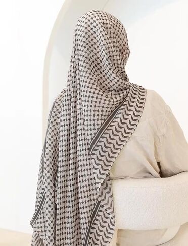 Women Islamic Printed Scarf Palestine Dubai Turkey Headband Muslim Hijab Girls Solid Color Head Wrap Scarf Shawl, Grey in Saudi Arabia