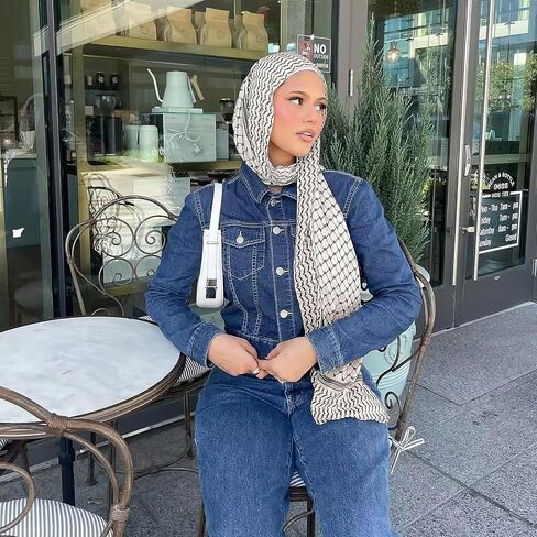 Women Islamic Printed Scarf Palestine Dubai Turkey Headband Muslim Hijab Girls Solid Color Head Wrap Scarf Shawl, Grey in Saudi Arabia