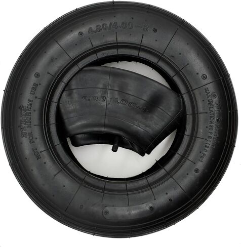 3.50-8" Tire and Inner Tube (1 Set) by Air Filled, 4PR and Max 35 PIS, with TR87 Bent Metal Valve Stem, Fits 8 Inch Wheel/Rim, work for Wheelbarrow, Hand Truck, Tool Cart, Garden Carts and more in Kuwait