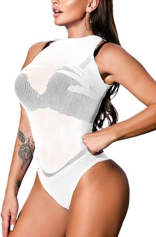 sexy rave outfits for women,one piece thong fishnet bodysuit,halter sheer mesh top night club festival in Kuwait