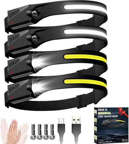 Rechargeable LED Headlamp 4‑Pack, IPX4 Waterproof Rating, 6 Light Modes in Saudi Arabia