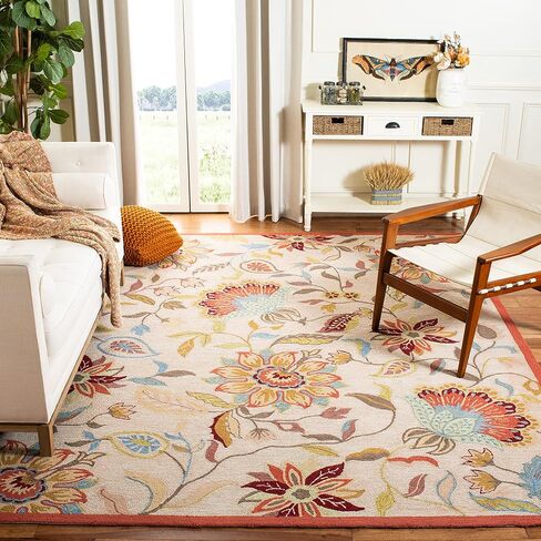 SAFAVIEH Four Seasons Collection 2'3" x 6' Black / Purple FRS435B Hand-Hooked Floral Runner Rug in Saudi Arabia