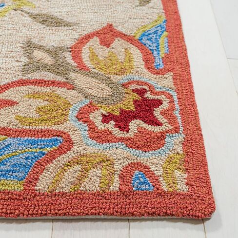 SAFAVIEH Four Seasons Collection 2'3" x 6' Black / Purple FRS435B Hand-Hooked Floral Runner Rug in Saudi Arabia