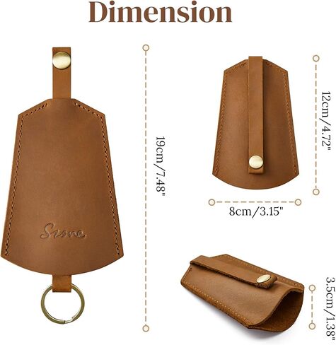S-ZONE Keychains for Women Men Genuine Leather Key Holder Car Key Case Key Protector Cover Sleeve Key Chain Pouch in Kuwait