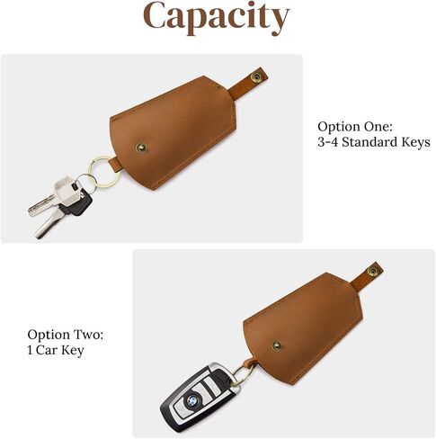 S-ZONE Keychains for Women Men Genuine Leather Key Holder Car Key Case Key Protector Cover Sleeve Key Chain Pouch in Kuwait
