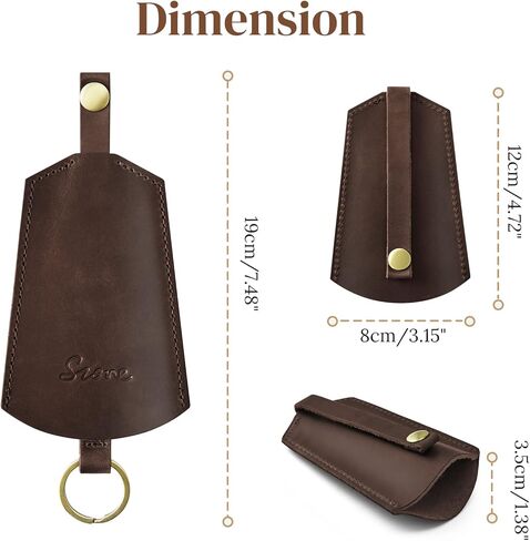 S-ZONE Keychains for Women Men Genuine Leather Key Holder Car Key Case Key Protector Cover Sleeve Key Chain Pouch in Kuwait