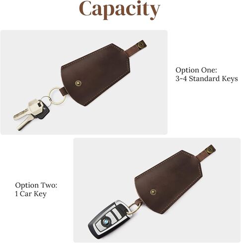 S-ZONE Keychains for Women Men Genuine Leather Key Holder Car Key Case Key Protector Cover Sleeve Key Chain Pouch in Kuwait