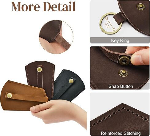 S-ZONE Keychains for Women Men Genuine Leather Key Holder Car Key Case Key Protector Cover Sleeve Key Chain Pouch in Kuwait