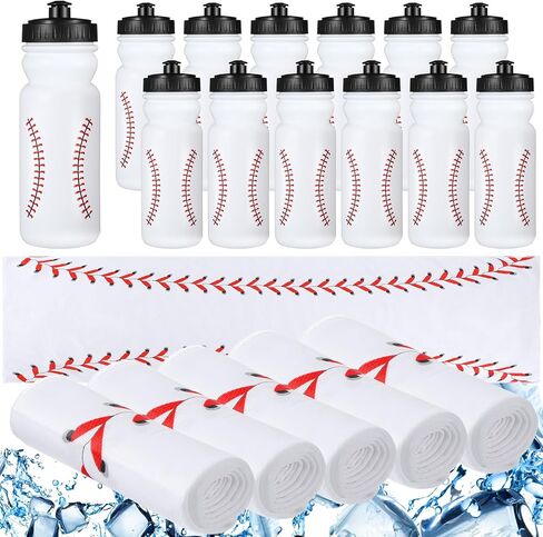 24 Pcs Soccer Party Favors Including 12 Pcs 20 oz Plastic Soccer Water Bottles Bulk 12 Pcs 40"x12" Soccer Cooling Towels Breathable Towel for Soccer Team Gift in Saudi Arabia