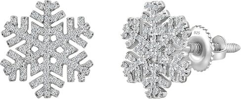 Dazzlingrock Collection 0.35 Carat (ctw) Round White Diamond Snowflake Stud Earrings for Women in 925 Sterling Silver in Kuwait
