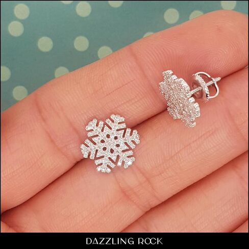Dazzlingrock Collection 0.35 Carat (ctw) Round White Diamond Snowflake Stud Earrings for Women in 925 Sterling Silver in Kuwait