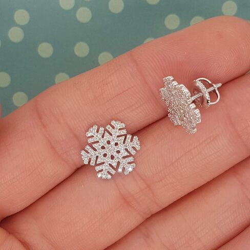 Dazzlingrock Collection 0.35 Carat (ctw) Round White Diamond Snowflake Stud Earrings for Women in 925 Sterling Silver in Kuwait