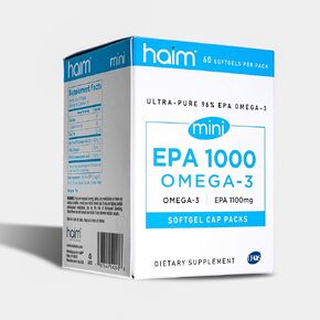 HAIM - EPA 1000mg, Ultra Pure 90%+ EPA Supplement, Heart Health, Joint Health, & Mood Support Supplement, Burpless Fish Oil, 60 EPA Softgels