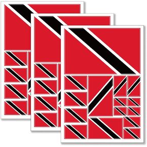 QQSD Trinidad and Tobago Flag Sticker Tobagonian Decal in Multiple Sizes, 3 Pack, 11.7 x 8.3 Inches