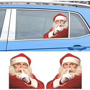 Christmas Stickers for Cars, Car Rear Window Stickers Hello Santa Claus Car Window Left&Right Funny Decal Waterproof Vinyl Decoration for Car Home Party Wall(8x12",2PCS)