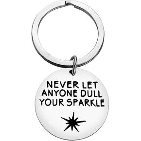 Inspirational Keyring Gift for Boys Girls Never Let Anyone Dull Your Sparkle Keychain College Graduation Gifts for Him Her Birthday Gift for Men Women Motivational Keychain Gift Encouragement Keychain
