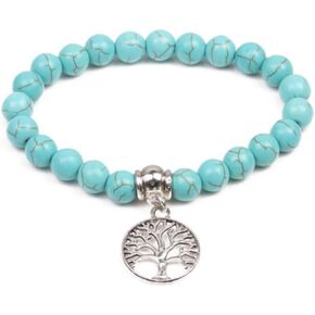 MiniJewelry Family Tree of Life Turquoise Bracelet Elastic Stretch Bracelet for Women Men