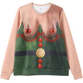 IFFEI Ugly Christmas Sweater for Women Men Novelty 3D Graphic Pullover Funny Ugly Sweater Shirt Top for Xmas Party