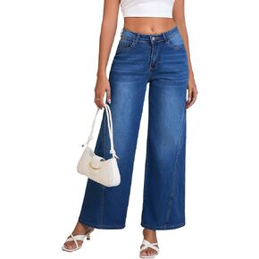 Wide Leg Jeans Woman High Waisted Stretch Baggy Loose Straight Leg Denim Pants