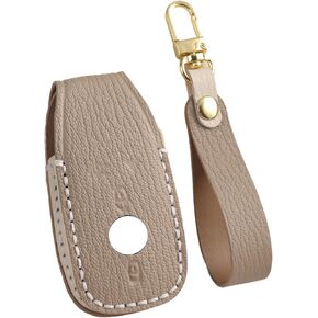 Genuine Leather Key Fob Cover Case for Mercedes-Benz A E S C GLE GLC EQB EQC GLA GLS AMG G63 250 300 2020-2024 Key Holder (Green)