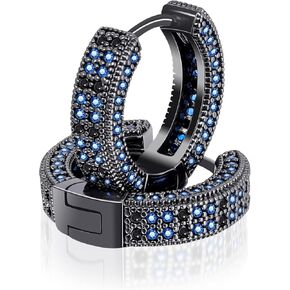 HELLOICE Hoop Earrings Iced Out Cubic Zirconia Huggie Cartilage Cuff Diamond Hypoallergenic Round Circle Earrings Hoop Earrings 5A CZ Stones Lightweight for Men
