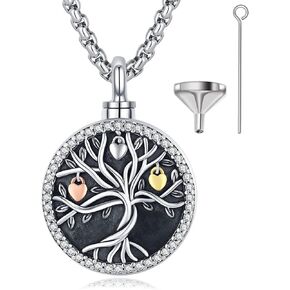 EUDORA Sterling Silver Urn Necklace for Ashes for Women Men, Ash Pendant for Human Cat Dog Ashes, Necklace for Ashes of Loved One Dad Mom Papa Pet Cremation Souvenir Jewelry for Funeral, 20inch
