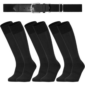American Trends Baseball Socks and Belt Combo Set for Youth Adult 3 Football Baseball Socks with Baseball Belt