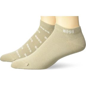 BOSS Men's 2 Pack Allover Logo Combed Cotton Ankle Socks