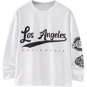 SweatyRocks Boy's Letter Printed T Shirts Crew Neck Long Sleeve Word Graphic Casual Tee Tops