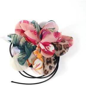 MIFYNN Flower Choker Necklace for Women Colorful Leopard Print Flower Necklace Fashion Big Flower Neckchain Adjustable Lace-Up Design Handmade Floral Necklace for Bride Wedding Party Jewelry