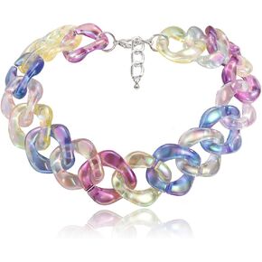 JWICOS Colorful Punk Acrylic Choker Chain Necklace Chunky Personalized Boho Fashion Collar Delicate Necklace for Women