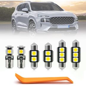 6pcs Interior LED Lights Bulb Kit for 2021 2022 Hyundai Santa Fe Super Bright 6000K LED Interior Light Bulbs Glove Box Trunk Cargo Vanity Mirror Light Interior Bulbs Package + Install Tool