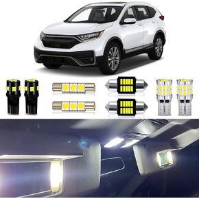 White LED Bulbs Package Kit Compatible with 2013 2014 2015 2016 2017 2018 2019 2020 2021 Honda CR-V HR-V Interior Map Dome Light + License Plate Light and Install Tool, 11 Piece
