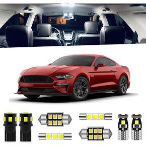 8-Pieces Super Bright Interior LED Light Kit Compatible with Ford Mustang 2015 2016 2017 2018 2019 2020 White 6000K Interior LED Lighting Package + Install Tool
