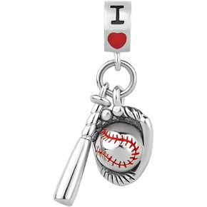 Baseball Charm for Bracelets I Love Baseball Game Gift Ball Bat Glove Gear Equipment for Daughters School Team Sports Sisters